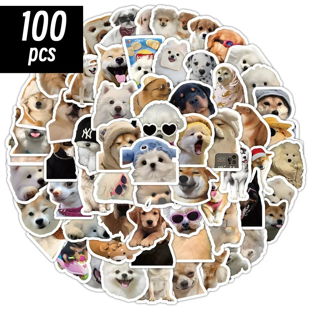 10/100/1000Pcs Funny Dog Stickers Cartoon Cute Decals Toy Guitar Phone Bicycle Laptop Notebook Luggage Car Graffiti Kids Sticker