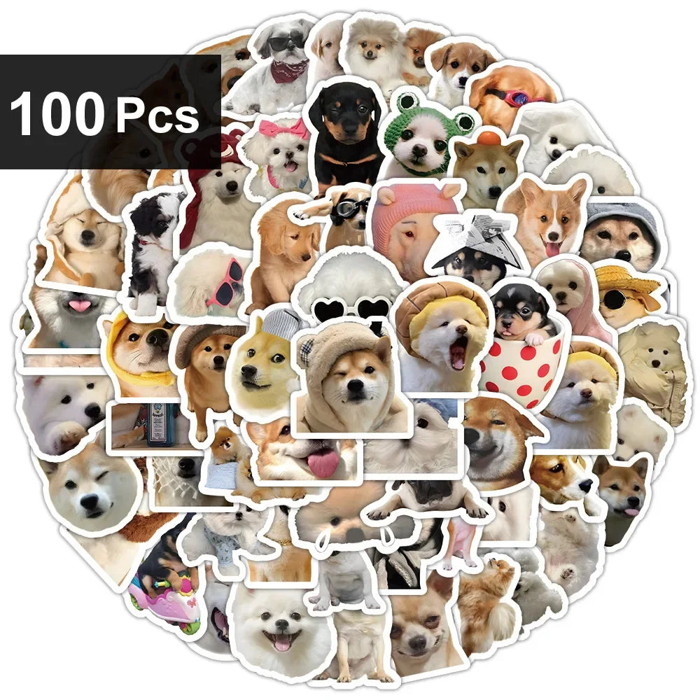 10/100/1000Pcs Funny Dog Stickers Cartoon Cute Decals Toy Guitar Phone Bicycle Laptop Notebook Luggage Car Graffiti Kids Sticker